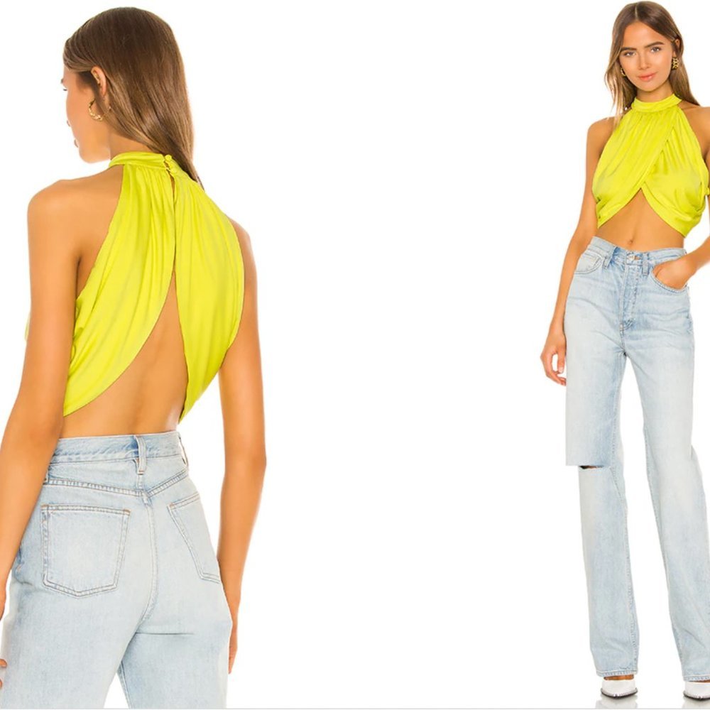 SUPERDOWN Emani Wrap Crop Top Small NWT neon colour
